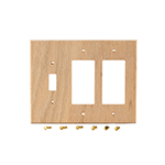 Red Oak Hardwood Single Switch Double GFI Cover Plate