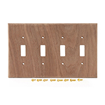 Walnut Hardwood Quad Switch Cover Plate