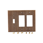 Walnut Hardwood Single Switch Double GFI Cover Plate