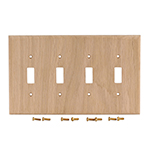 White Oak Hardwood Quad Switch Cover Plate