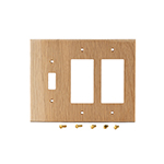 White Oak Hardwood Single Switch Double GFI Cover Plate