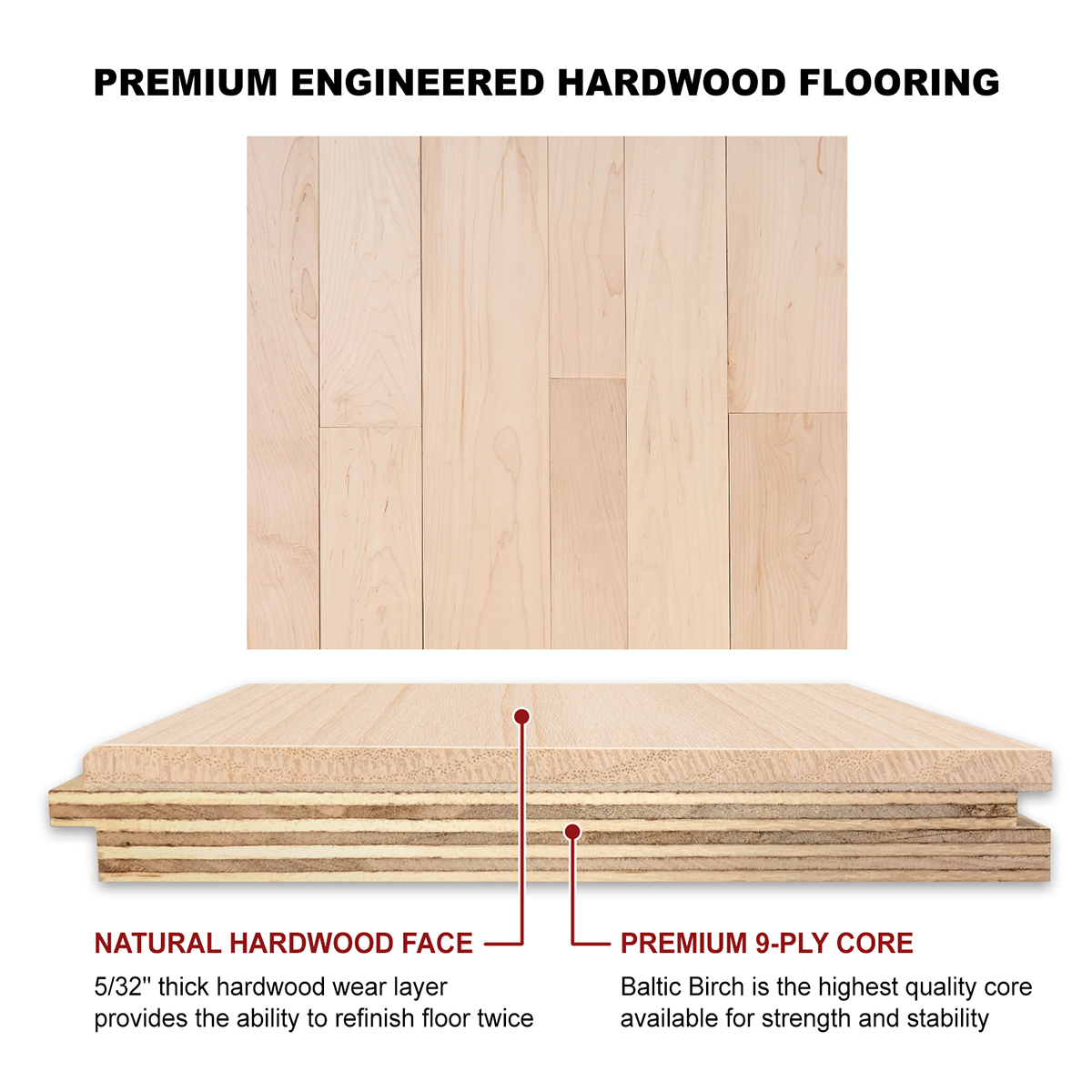 Hard Maple Engineered Flooring 5 8 X 3, 3 4 Maple Hardwood Flooring