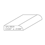 0.530" x 2.188" F/J Primed Poplar Crown Material - SPL9819