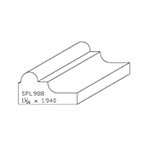 1-1/16" x 1.940" Brazilian Cherry Custom Chair Rail - SPL988