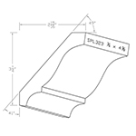 3/4" x 4-3/8" Finger Jointed Primed Poplar Custom Crown Moulding - SPL323