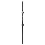 1/2" L.J. Smith Solid Iron Square Baluster, Double Basket, Low Sheen Black LI-2BASK44