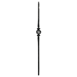 9/16" L.J. Smith Hollow Iron Square Baluster, Gothic Single Basket With Spoons,  Low Sheen Black LIH-HOL16044