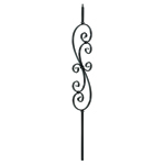 1/2" L.J. Smith Hollow Iron Square Baluster, Large Scroll, Low Sheen Black LIH-HOL30144