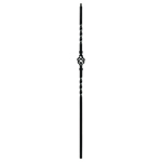 1/2" L.J. Smith Hollow Iron Square Kneewall Baluster, Single Basket, Low Sheen Black LIH-KW1BASK44