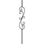 1/2" L.J. Smith Hollow Iron Baluster, Skinny Scroll,  Low Sheen Black LIH-HOL60144-MB