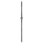 3/4" L.J. Smith Hollow Iron Square Balusters, Single Basket,  Low Sheen Black LIH-MG1BASK44