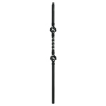 3/4" L.J. Smith Hollow Iron Square Balusters, Double Basket,  Low Sheen Black LIH-MG2BASK44