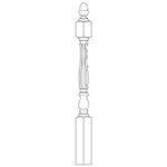 3-1/4" x 48" Brazilian Cherry Fluted Short Utility Newel - LJF3940