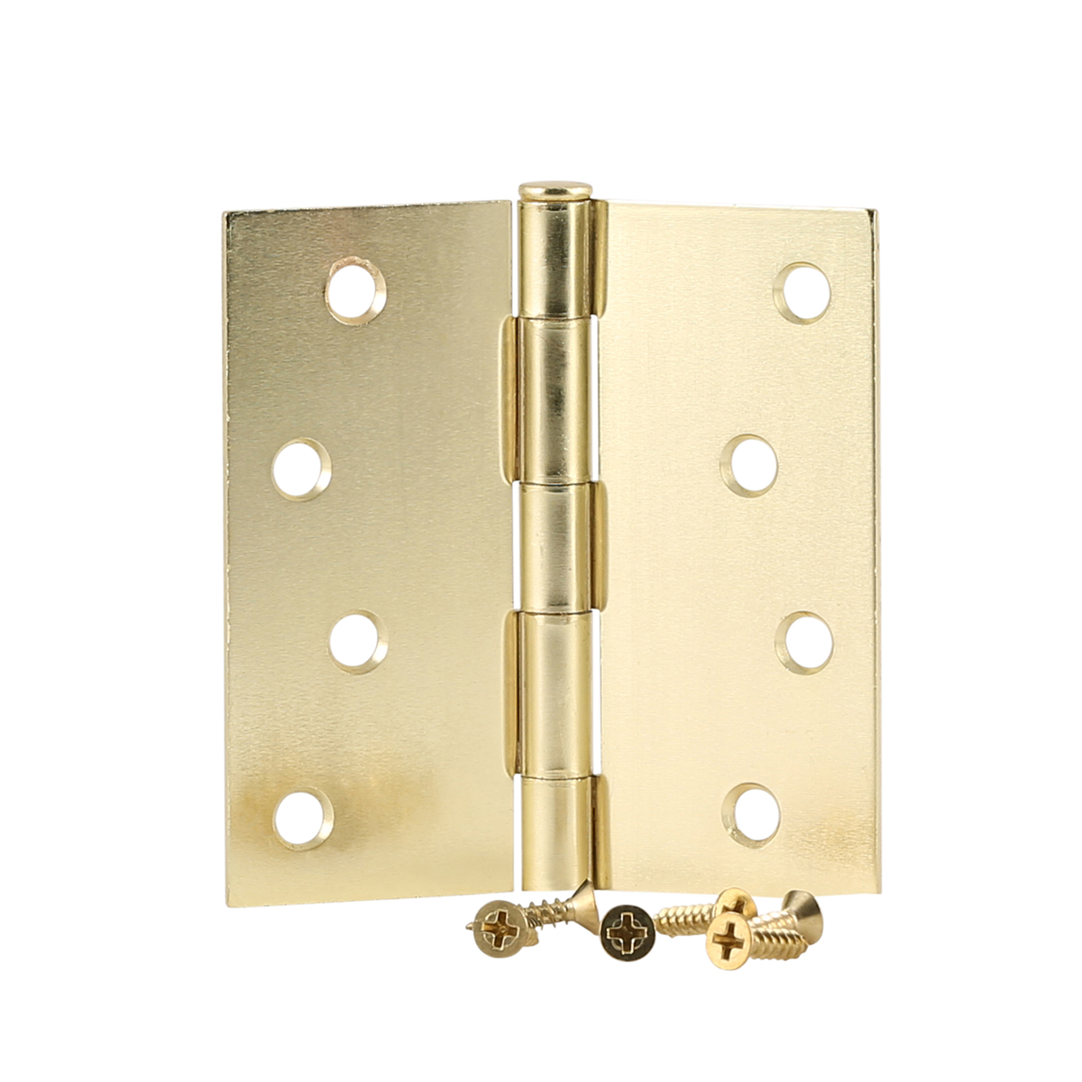 4" Bright Brass Residential Square Corner Steel Door Hinges