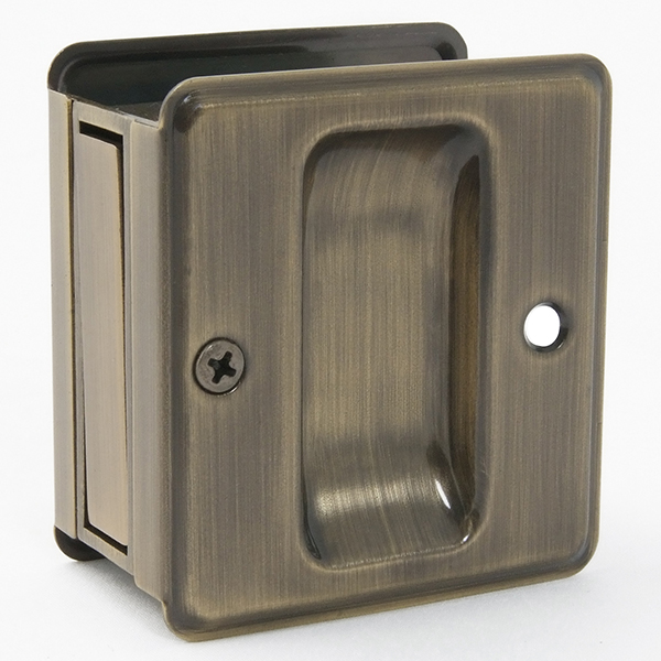 Ives by Schlage Solid Antique Brass (609) Passage Sliding Pocket Door Pull