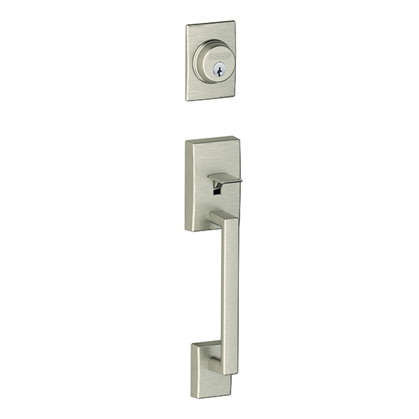 F58CEN619 Schlage Satin Nickel Finish Exterior Handleset, Century