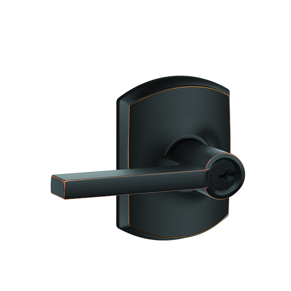 Schlage Latitude Aged Bronze Panic Proof Keyed Entry Lock Lever