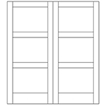 1-3/8" x 3/0 x 6/8 (36" x 80") MDF Flat 3-Panel Double Door Unit with Horizontal Panel and Mission Sticking