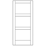 1-3/8" x 2/4 x 6/8 (28" x 80") MDF Flat 3-Panel Door Slab with Horizontal Panel and Mission Sticking