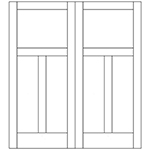 1-3/8" x 5/4 x 6/8 (64" x 80") MDF Flat 3-Panel Double Door Unit with Standard Panel and Mission Sticking