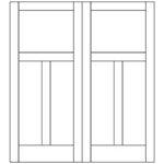 1-3/8" x 3/0 x 6/7 (36" x 79") MDF Flat 3-Panel 2-Door Bifold with Standard Panel and Mission Sticking