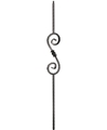 9/16" L.J. Smith Hollow Iron Square Baluster, Gothic Single Basket With Spoons,  Low Sheen Black LIH-HOL16044