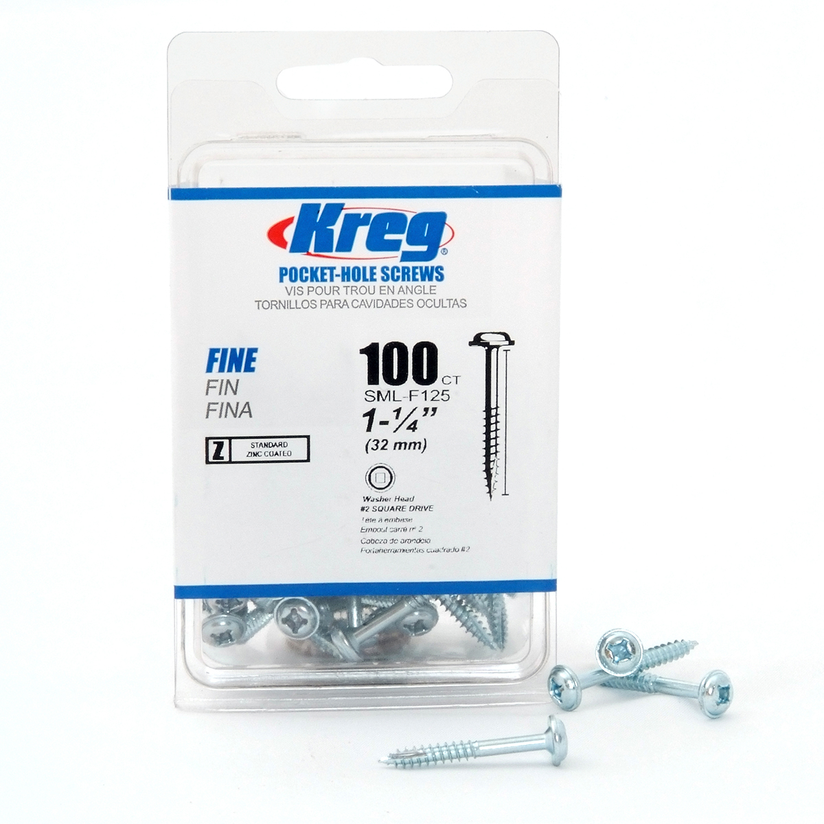 thumbnail image 2 of Kreg Pocket Screws Kreg SML-F125-1200 1-1/4-Inch Fine Thread Washer-Head Pocket Screws - 1,200pk 647096805913 Pocket Hole Screws 2 of 12