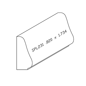 0.820&quot; x 1.734&quot; F/J Primed Poplar Custom Baseboard - SPL231