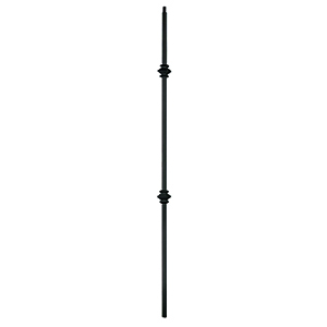 1/2&quot; L.J. Smith Hollow Iron Square Kneewall Baluster, Double Knuckle, Low Sheen Black LIH-KW2KNUC44