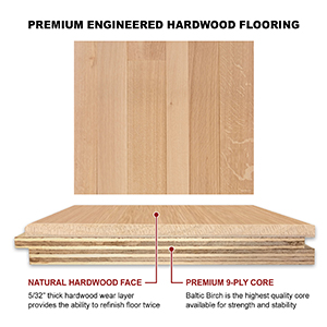 Quarter Sawn White Oak 3&quot;, 4&quot;, &amp; 5&quot; Select Grade Engineered Flooring