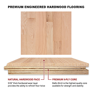 Red Oak 3&quot;, 4&quot;, &amp; 5&quot; Select Grade Engineered Flooring