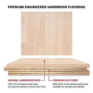 Hard Maple 3&quot; &amp; 5&quot; Select Grade Engineered Flooring