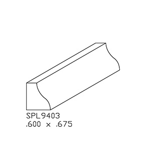 0.600&quot; x 0.675&quot; Hard Maple Custom Accessory Moulding - SPL9403