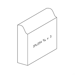3/4&quot; x 3&quot; F/J Primed Poplar Custom Baseboard - SPL254
