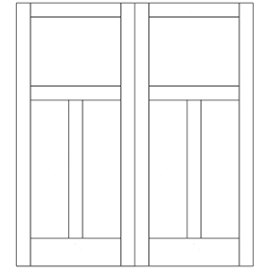 1-3/8&quot; x 4/0 x 8/0 (48&quot; x 96&quot;) MDF Flat 3-Panel Double Door Unit with Standard Panel and Mission Sticking